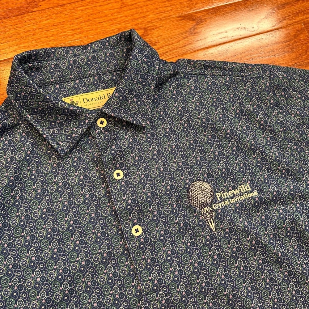 Donald Ross Golf Polo Shirt Mens Small Pinewild Country Club Pinehurst AOP Print